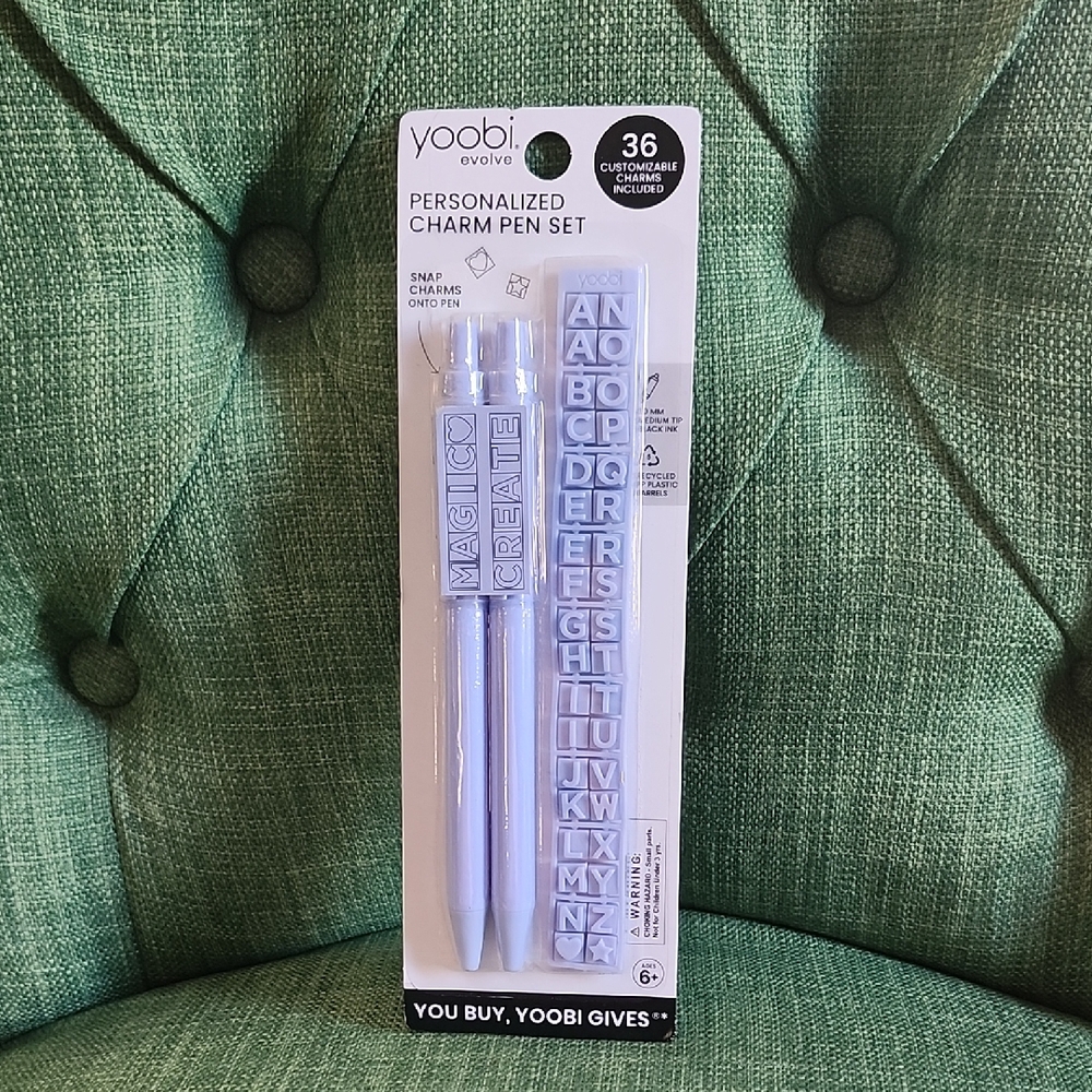 Yoobi Lavender Charm Pen Set with Alphabet Blocks